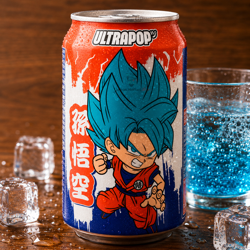 Refresco SodaCan Edición Dragon Ball Sabor Fresa y Plátano